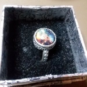 Silver Glass Top Antique Ring